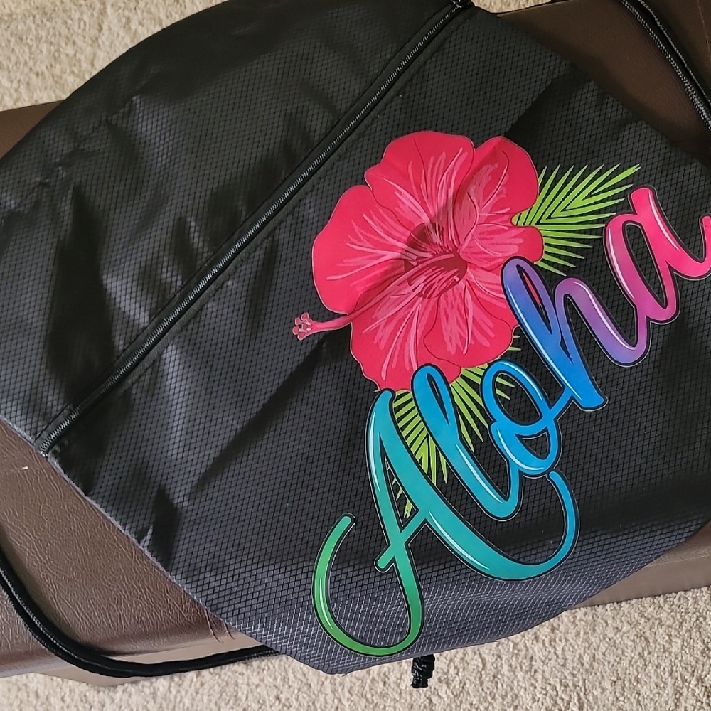 Red and Black Tropical Totes with Hibiscus Design